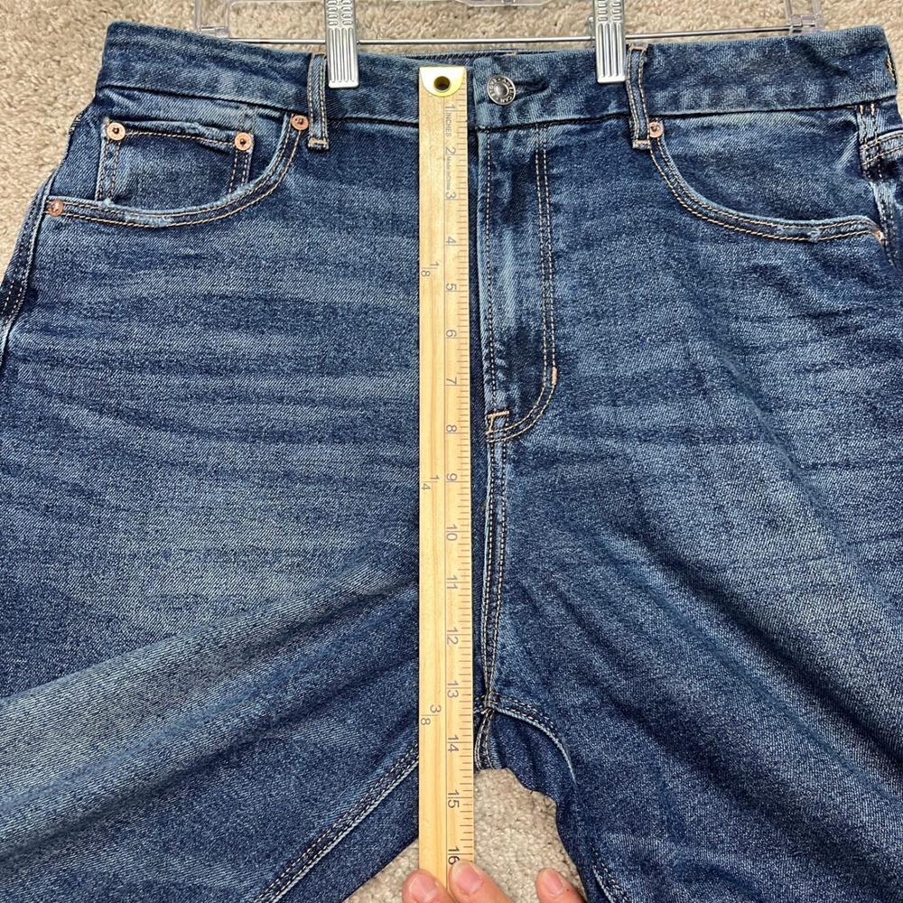 American Eagle Jeans Womens 14 34x35 Dark Wash 5 Pocket Wide Leg Stretch Flare - Picture 13 of 16